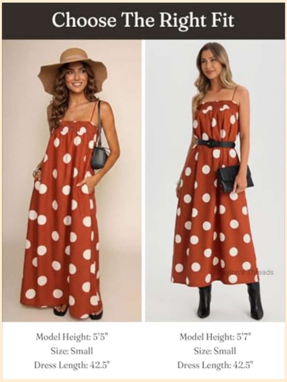 Polka Dot Maxi Dress with Pockets - Smocked Spaghetti Strap Summer Beach Dress - Picture 6 of 7